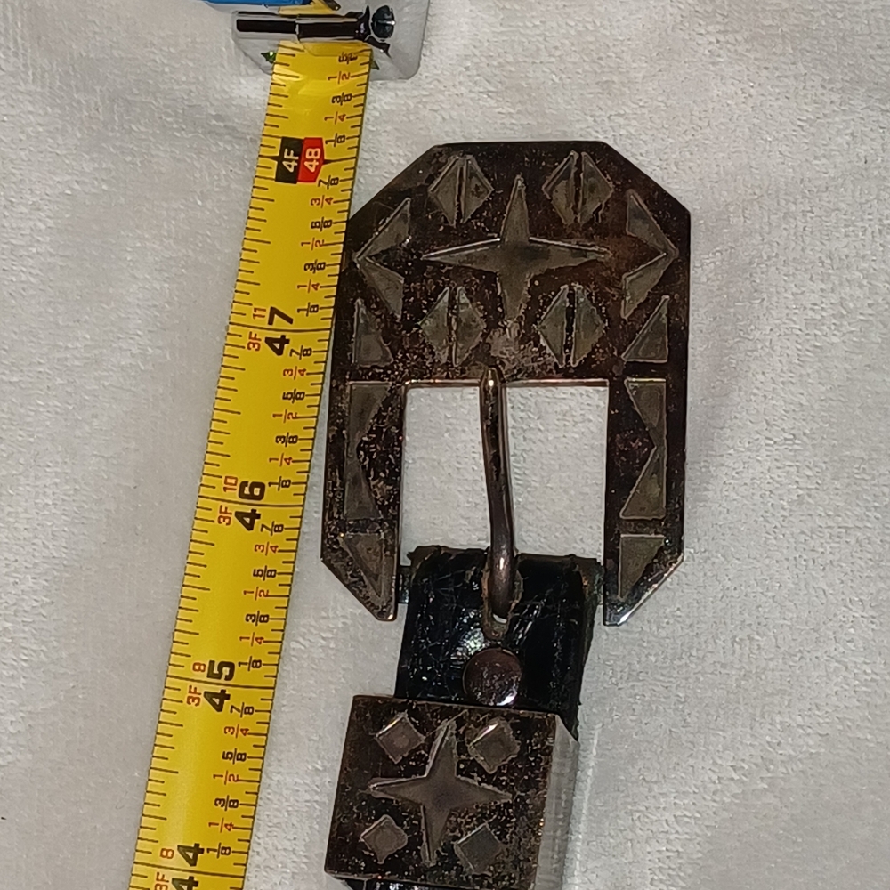 Out of Sante Fe Genuine Alligator Belt Cress Sterling Silver Buckle Vintage USA - Picture 15 of 16